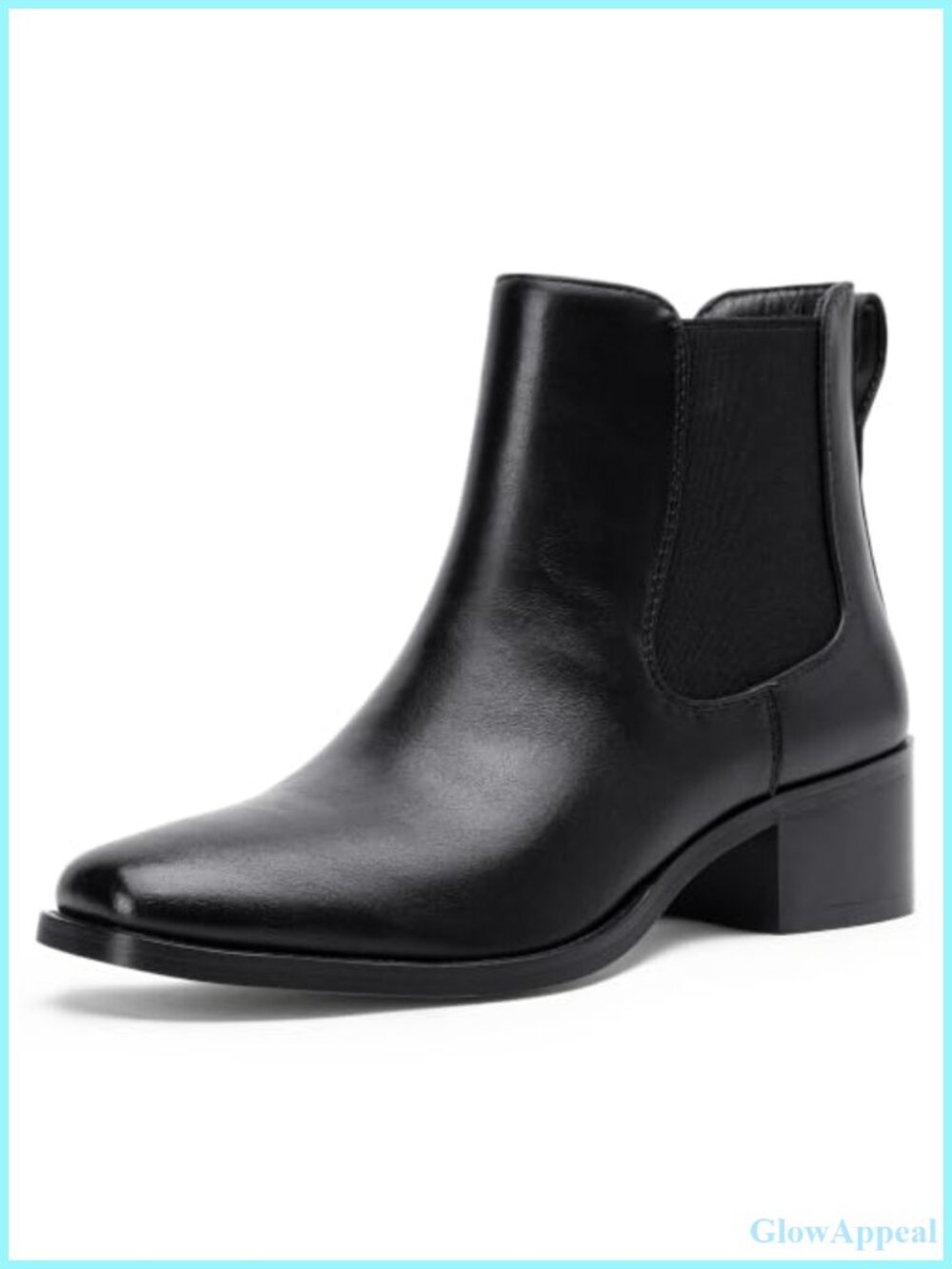 Chelsea Ankle Boots Square Toe Pull-On Low Block Heel Faux Leather